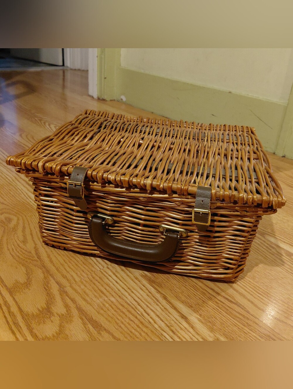 Vintage wicker picnic basket